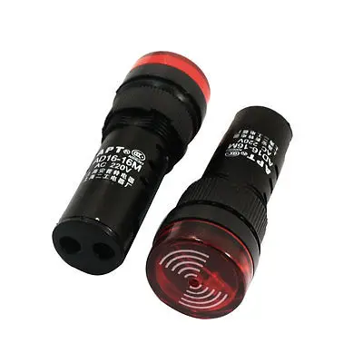 

AC 220V 18mm Red LED Accident Signal Indicator Light w Buzzer 2 Pcs