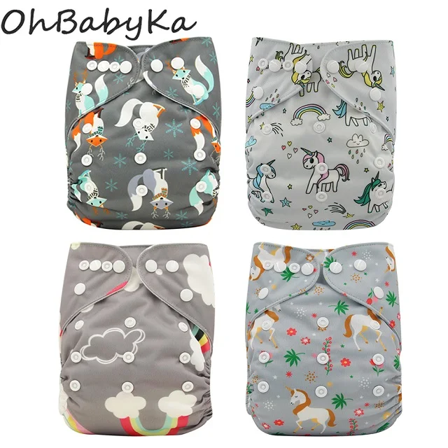 27 Ohbabyka 4 шт./компл. многоразовый тканевый подгузник для новорожденных Регулируемый Детский подгузник многоразовая полотняная пеленка водонепроницаемый чехол для Merries Fit 3-15 кг - Цвет: 27