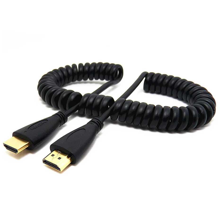 HDMI для правого и левого угла Mini HDMI& Micro HDMI для мужчин растягивающийся пружинный изогнутый гибкий кабель V1.4 DSLR 0,5 м/1,5 м