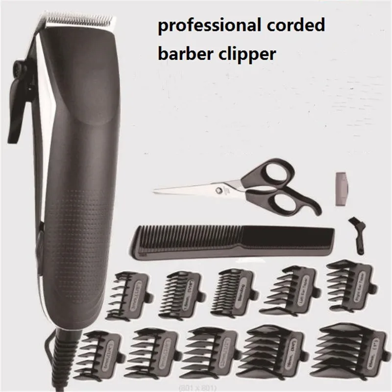 Professional Electric Barber Clipper Corded Hair Trimmer Head Styling Haircut Machine Hairdresser Salon Cutter Man Shaver Kit 5
