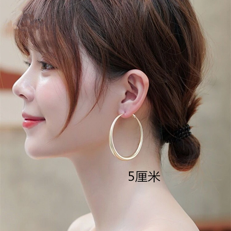 Clip On The Ear Without Piercing Earrings for Women Fashion Jewelry Trendy Big Circle Non Pierced Students Youth Girl's Earrings 2