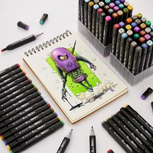 12/24/36/48/60 couleurs double pointe Art marqueurs aquarelle Fine Liner marqueurs dessin peinture stylo brosse fournitures scolaires 04379(China)