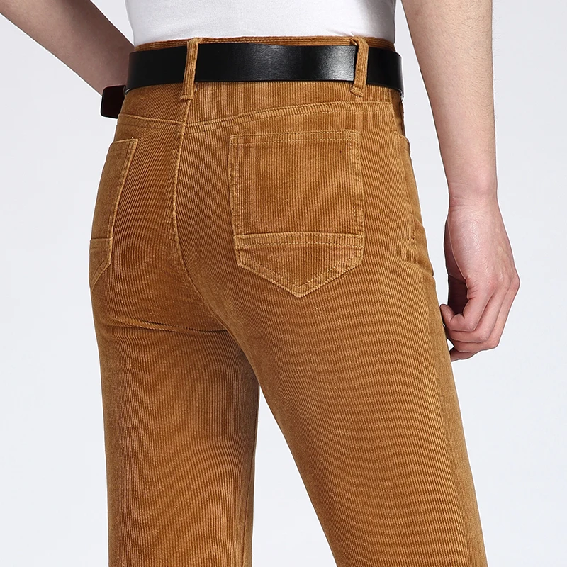 Men's Casual pants Autumn and Winter New Thick Men's Casual pants Khaki Corduroy Loose Corduroy FIared