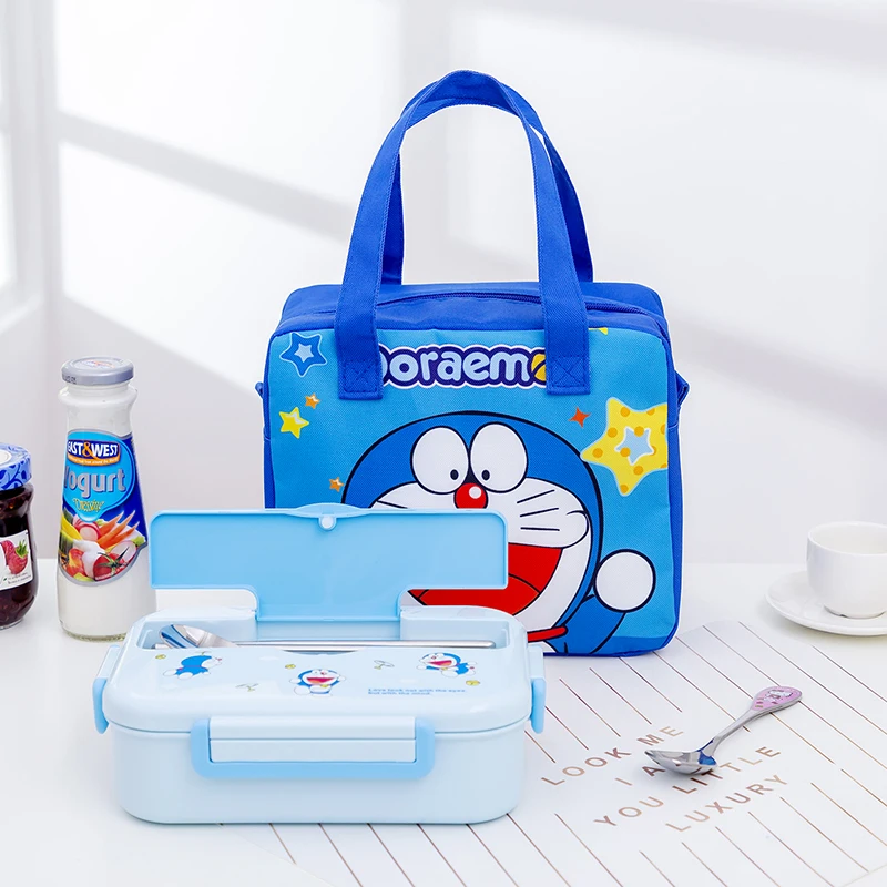 Мультфильм KT Doraemon SUS304 Bento Box фруктовый контейнер для еды и обедов с палкой для еды ложкой