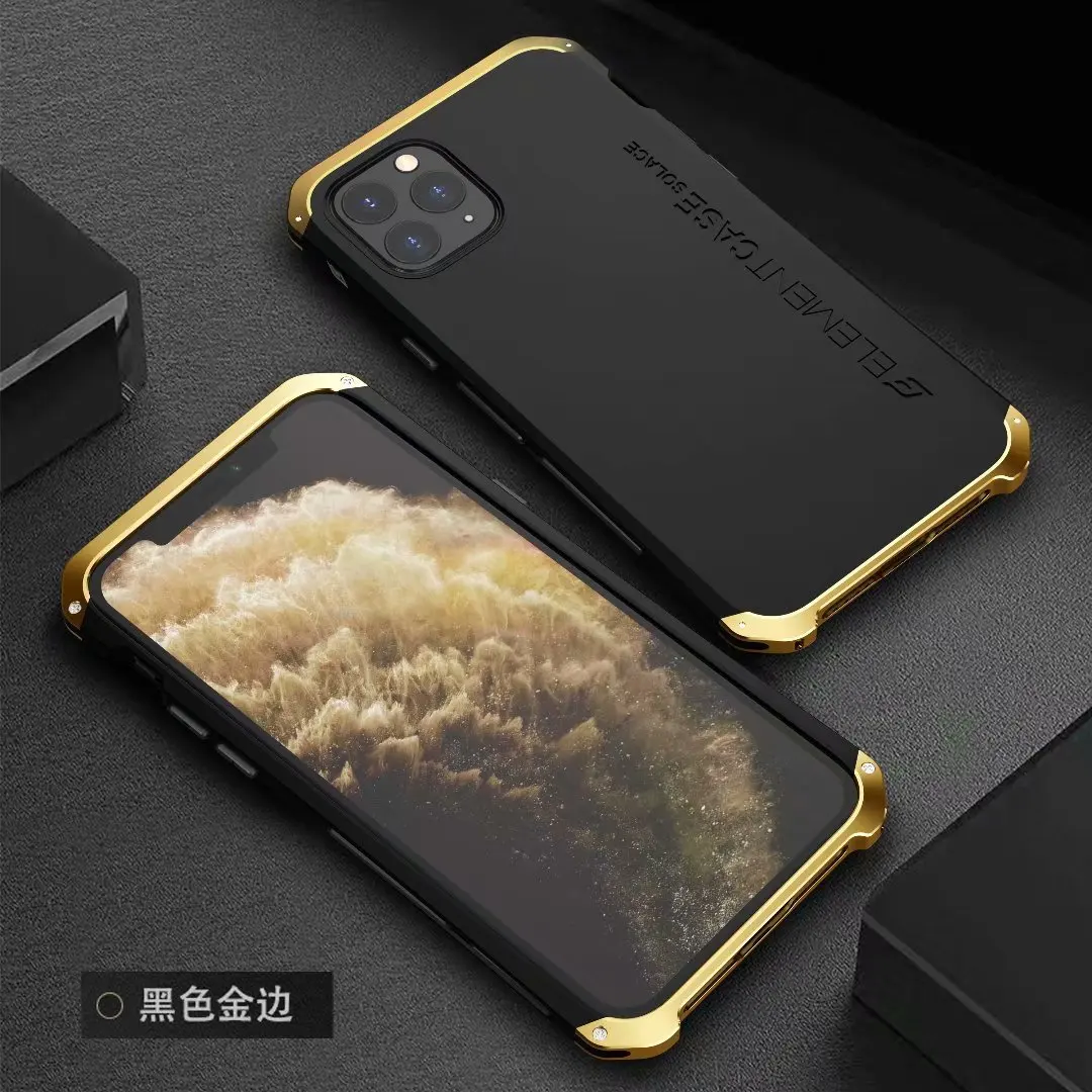 R-JUST защитный чехол для Iphone 11 Pro Max металлический алюминиевый+ Гибридный PC сверхмощный противоударный чехол для Iphone11 Pro Max - Цвет: black gold