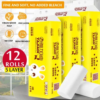 

12 Rolls Toilet Paper Toilet Roll Tissue Roll Pack of 10 5Ply Paper Towels Tissue White Hand Toilet Towels inodoro Roll Tissues