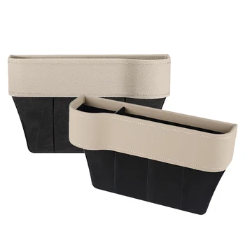 

2Pcs Car Universal Storage Box Front Seat Storage Box Seat Car Crevice Finishing Box Beige