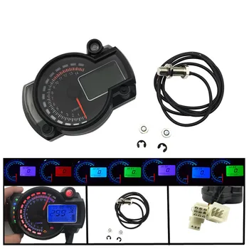 

Universal Motorcycle Digital Light LCD Speedometer Odometer Tachometer W/ Speed Sensor 7 Color Display Oil Level Meter