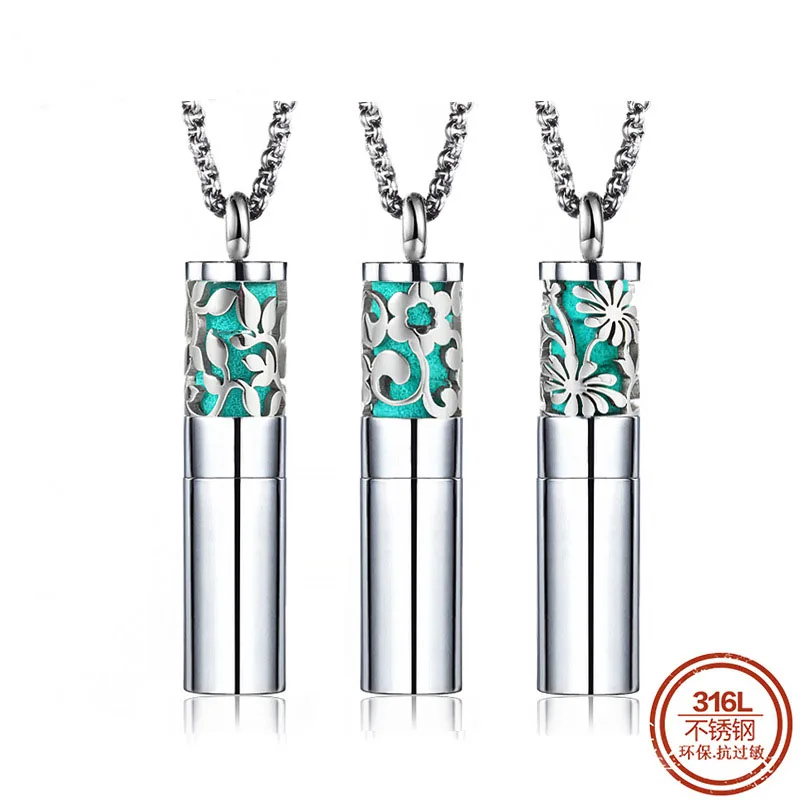 

10PCS Essential Oil Locket Bottle For Women Jewelry Hollow Pattern Stainless Steel Perfume Essential Oil Lockets Bottle