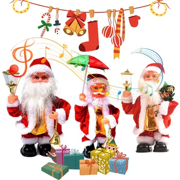 

Merry Christmas Music Santa Claus Doll Holiday Decorations For Home Happy New Year 2021 Santa Claus Plush Doll Gift For Kids