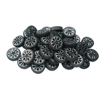 EUDAX 100pcs Plastic Roll Wheels Toy Car Truck Model