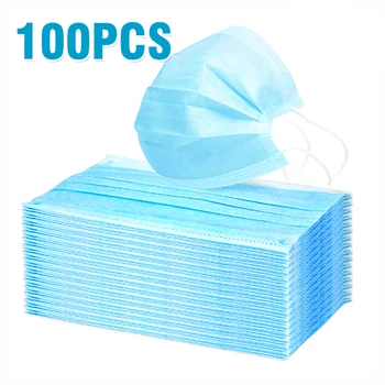 

50/100/200/300 Pcs Blue Disposable Mouth Face Masks Three-layers Filter Anti Flu Personal Healthy Care Non Woven Adult Masks