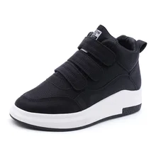 Женские кроссовки на не сужающемся книзу массивном каблуке; зимняя обувь на каблуке; теплые плюшевые кроссовки на платформе; Женская Осенняя обувь, увеличивающая рост; I4-56