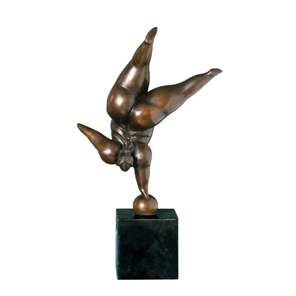 

Sport Sculpture Abstract Fat Female Statue Bronze & Green Western Classical Figurine Home Decor Accessories