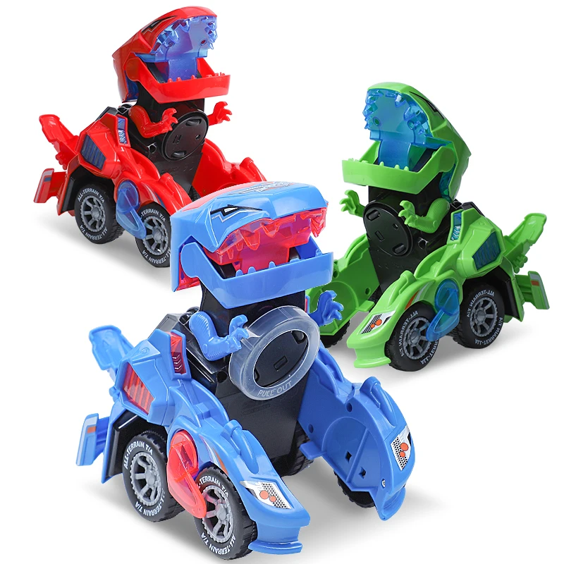 

Electric Dino Vehicle Magic Car Toys Transforming Dinosaur Toys Led Car Sound Auto-deformed Dino Racer Kid Car For Boys Gifts