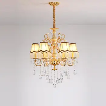 

led e14 Classic Iron Glass Crystal Gold LED Suspension Luminaire Lampen Chandelier Lighting LED Light LED Lamp For Foyer Bedroom