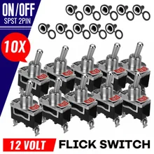 

10Pcs/Set 15A 250V ON/OFF Heavy Duty Rocker Switch Car Boat Rocker Toggle Switch Car Dash Light Metal SPST 2pin