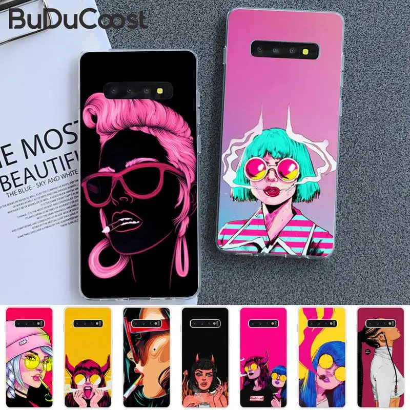 

Fashion bad girl Black Cell Phone Case For Samsung S5 6 7 8 9 10 S8 S9 S10 plus S10E lite S10-5G S20 UITRA plus