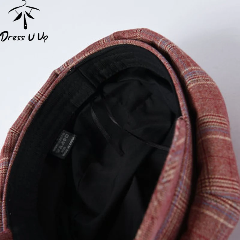 DRESSUUP осень и зима новые повседневные дикие клетчатые шерстяные береты восьмиугольная шапка женская берет шляпа