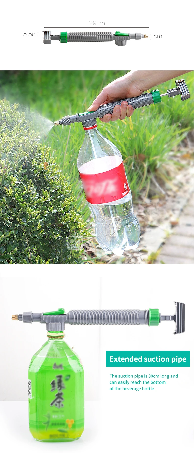 High Pressure Air Pump Manual Sprayer Adjustable Drink Bottle Spray Head Nozzle Garden Watering Tool Sprayer Agriculture Tools