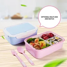1400 мл детский пластиковый Ланч-бокс Bento box Bento Box 3 отделения столовые приборы фруктовые пищевые ящики для хранения контейнеров Чехол Контейнер Органайзер