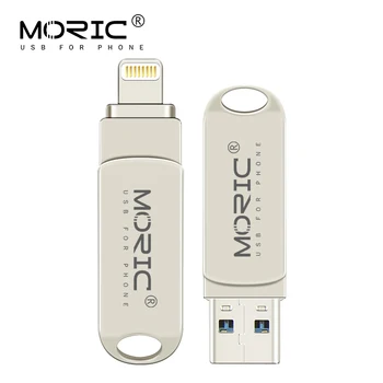 

2 In1 Moric Metal Pen Drive for iPhone e USB flash drive 64GB/32GB cel usb stick gift Memory stick 128GB/256GB for ios devic