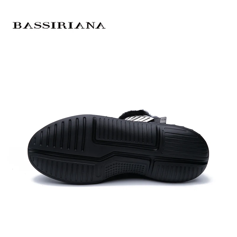 BASSIRIANA2019новая зимняя кожа натуральная шерсть женская обувь кожаные нескользящие туфли на платформе черные короткие сапоги