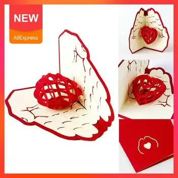 

3D Up Foldable Greeting Cards Creative Handmade Love Post Cards Hand Wedding Day Valentines The Mother's Gift In Birthday P8W4
