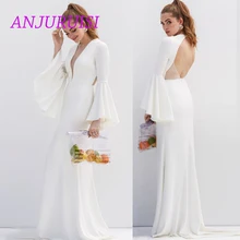 ANJURUISI Элегантное свадебное платье русалки мягкое атласное свадебное платье простое платье невесты сексуальное платье с расклешенными рукавами Vestido Novia