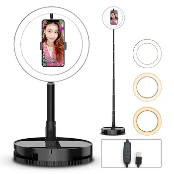 

ET 10inch LED Ring Light 10 Brightness Photography Dimmable Ring Lamp with 168CM Stretchable Stand for Photo Live Broadcast