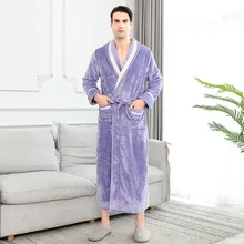 Распродажа, толстый теплый зимний халат для мужчин, мягкий как шелк, удлиненное кимоно, банный халат, мужской халат для мужчин, фланелевые халаты