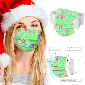 

Disposable 50PCS Non-woven Face Mask Fashion Adult Unisex Print Christmas 3-Layer Mouth Cover Mouth Mask With Design Mascaras
