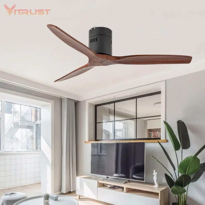 Ventilatore da soffitto in legno senza luce per la casa decorare ventilatore  da soffitto solido 42 52 - AliExpress