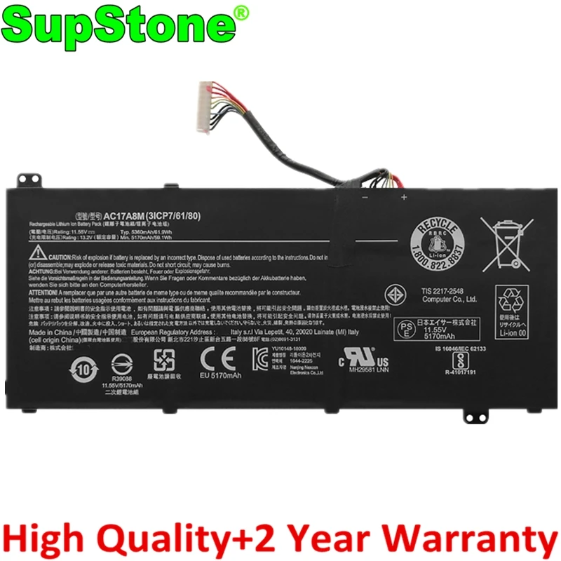 

SupStone New AC17A8M Laptop Battery For Acer SPIN 3 SP314-52-331FP 3ICP7/61/80 TMX3410-MG TMX40-51 TMX30