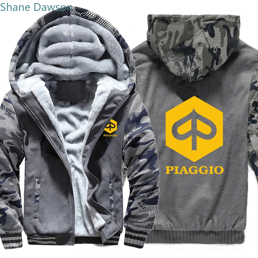 Piaggio мотоциклетные толстовки с логотипом, зимняя утепленная камуфляжная новая куртка на молнии для мужчин и женщин, флисовая камуфляжная толстовка с капюшоном