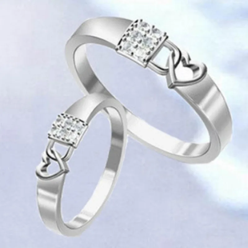 

Buyee 925 Sterling Silver Sweet Couples Ring Sets Light White Zircon Heart Open Ring Finger for Woman Wedding Jewelry Circle
