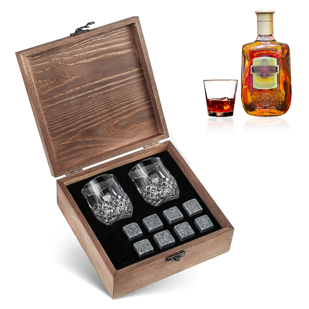 Anself 9pcs Birra di raffreddamento del cubi ghiaccio bevande Whisky pietre rocce di granito Pouch 