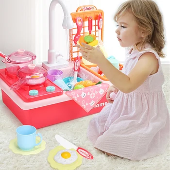 

Kids Kitchen Toys Simulation Electric Dishwasher Educational Toys Mini Kitchen Food Pretend Play Cutting Role Playing Girls Toys