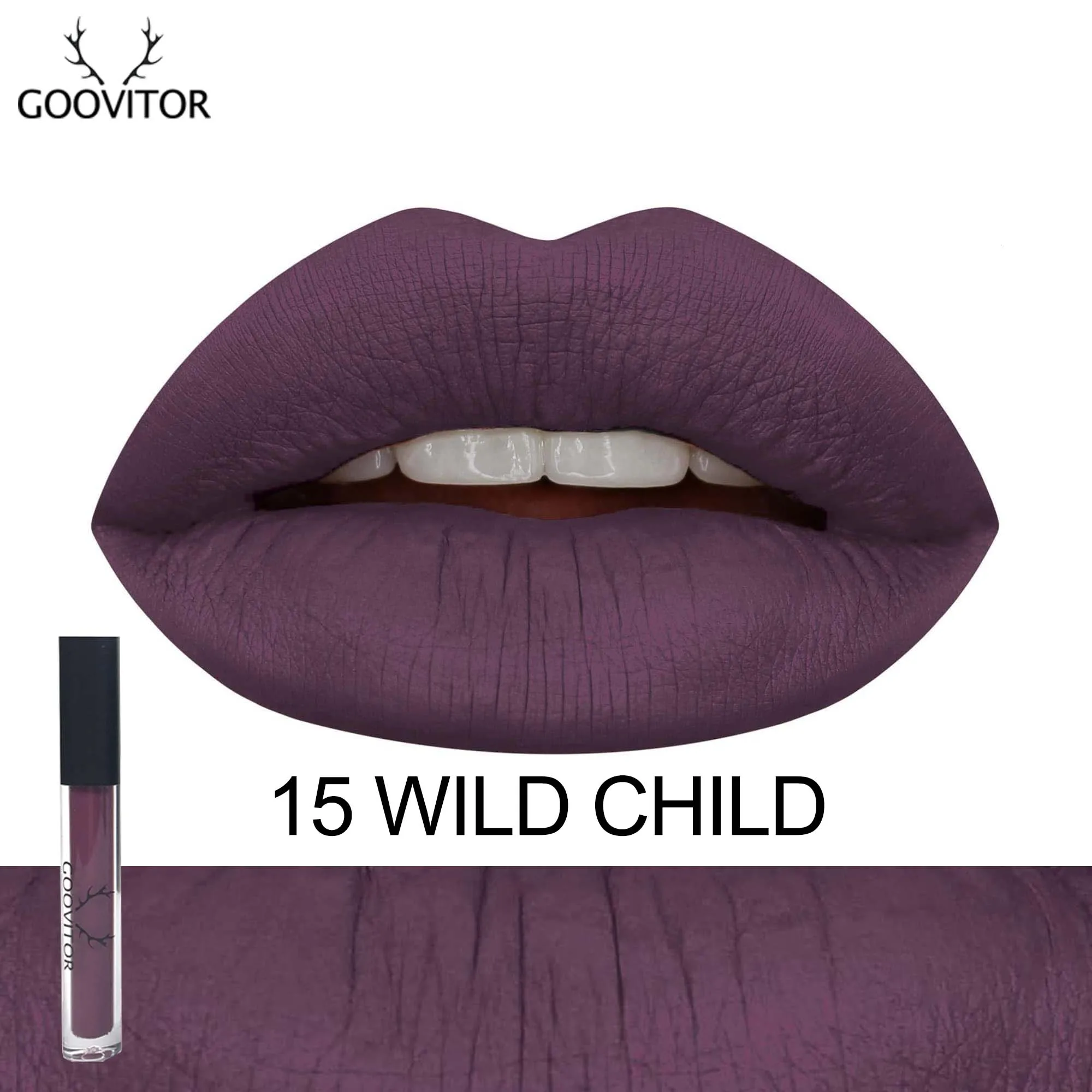 15 Wild Child Goovitor стойкая высокопигментированная Матовая жидкая губная помада, блеск для губ, водостойкий красный бархат, телесный, 25 цветов, макияж - Цвет: 15 Wild Child