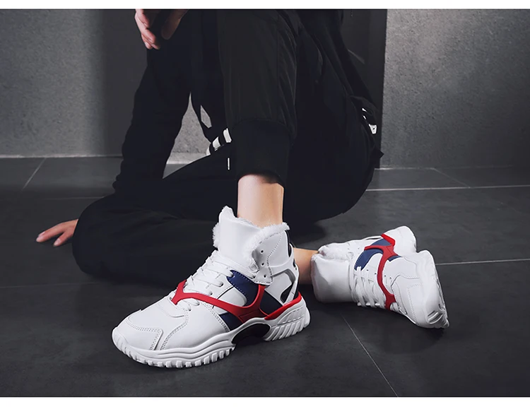 High-top Basketball Shoes Men Cushioning Light Basket Sneakers Winter Warm Ankle Boots Anti-skid Breathable Outdoor Sports Shoes