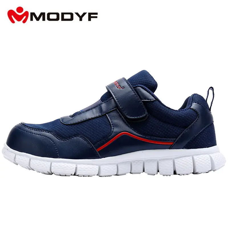 Blue MODYF, Мужская Рабочая обувь со стальным носком, легкая, дышащая, повседневная, мягкая подошва, кроссовки, нескользящая, прокалывается, с волшебной лентой - Цвет: Blue