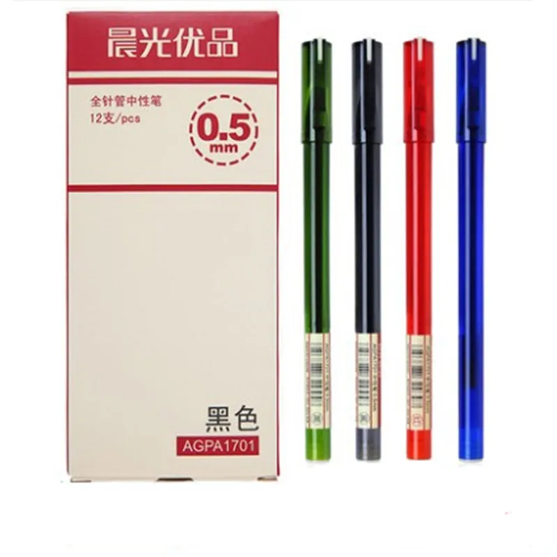 12 Pcs/lot Creative Contracted Practical Superior Gel Pen Students Test Needle Tube Pen Black/Red/Blue Ink 0.5mm School Supplies