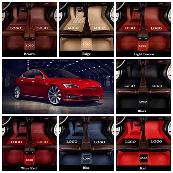 

Luxury Leather Custom Car Floor Mats for Tesla Model 3 Model S X Automotive Carpet Cover All Weather Sedan Foot Rugs Mat Pads