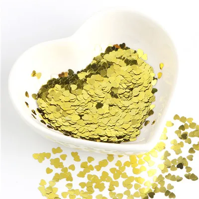 gold 4mm Love Heart Sequins Ultrathin Paillettes Laser Silver Glitter Sequin PET Paillette For Nails Art Wedding PartyDecoration 8g - Цвет: gold