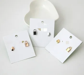 

European and American Luxury Non-Mainstream Metal Heart Lock Asymmetric Ear Stud Small Earrings