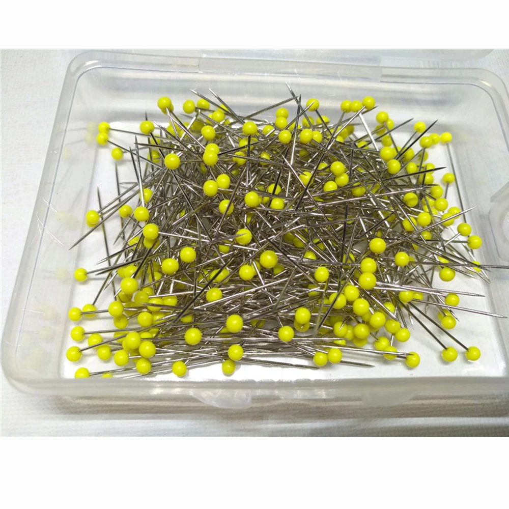 A(yellow) 100 шт./компл. 38 мм Мода Швейные иглы Цветной Стекло круглые бусины pin стежка Вязание иглы швейная фиксированный DIY английская булавка - Цвет: A(yellow)