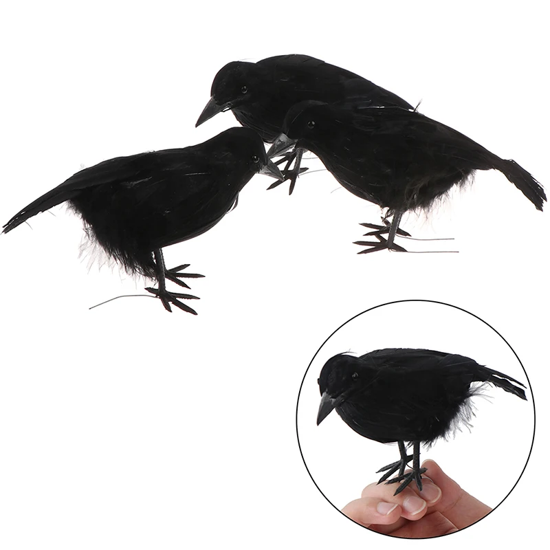 

Artificial Crow Black Bird Raven Prop Decor For Halloween Display Event Party Home Bar Decoration Supplies Gift