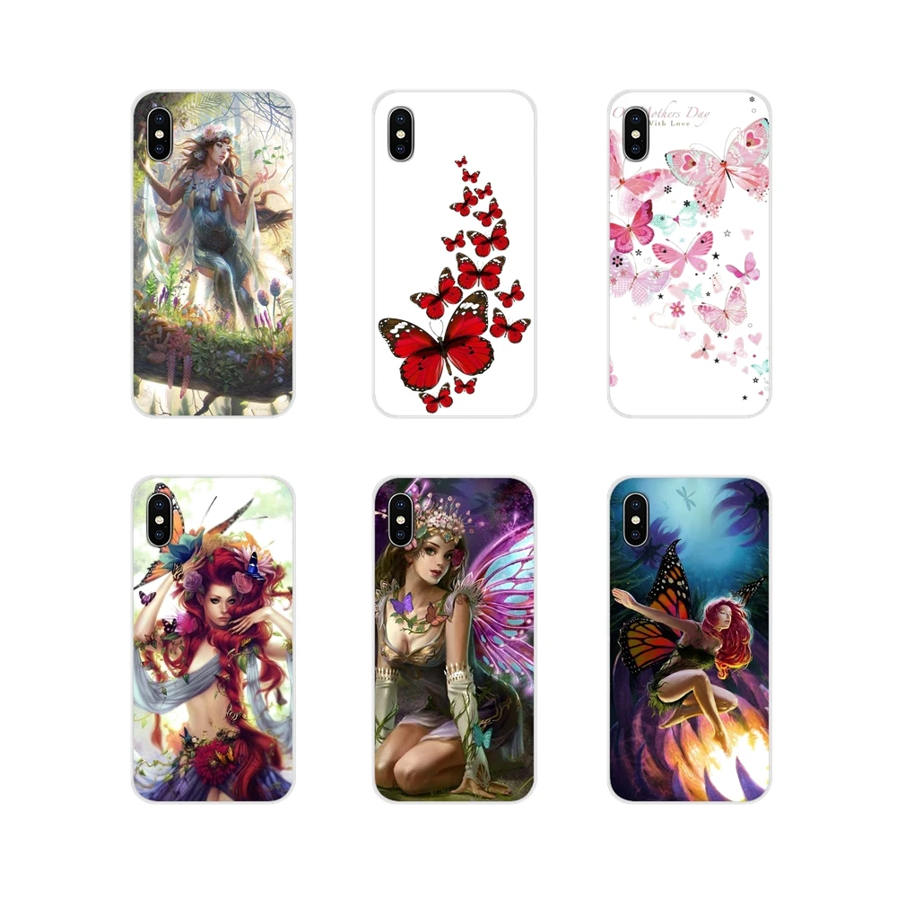 For Samsung Galaxy S3 S4 S5 Mini S6 S7 Edge S8 S9 S10 Lite Plus Note 4 5 8 9 Beautiful Butterfly Fairy TPU Transparent Cover Bag | Мобильные