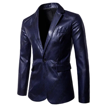 

Plus size fashion men solid color suit coat autumn casual suit single breasted slim fit Suit waterproof design men's Tops coat