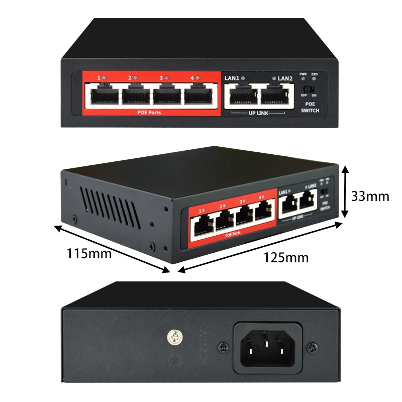 4 port 48V POE switch Ethernet Switch with IEEE 802.3 af/at Suitable for IP camera/Wireless AP/CCTV - 4.00035E+12  4 port 48V POE switch Ethernet Switch with IEEE 802.3 af/at Suitable for IP camera/Wireless AP/CCTV - 4.00035E+12